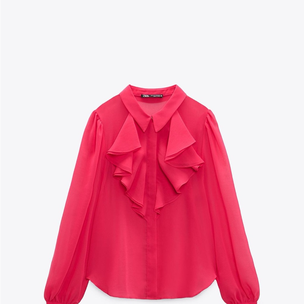 ZARA 🌺Sheer long sleeve with ruffle